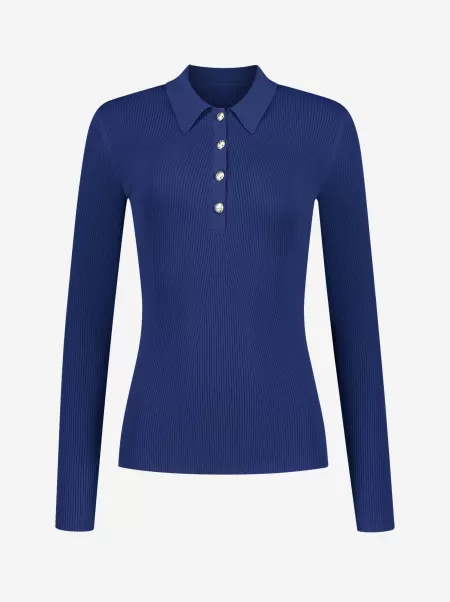 Damen Tops Royal Blue Kundendienst Polo With Long Sleeves
